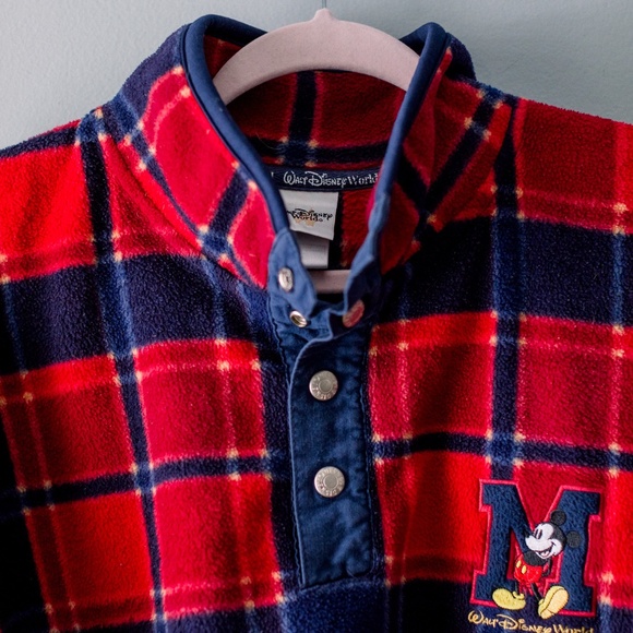 Disney Fleece Sweatshirt Pullover - Unisex Men's Size Large -Plaid Mickey Fleece - Picture 3 of 11